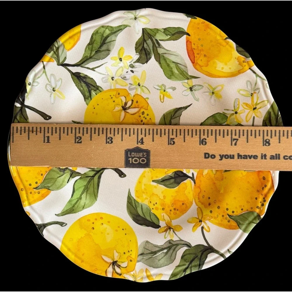 Wendy Bellissimo Italian Amalfi Lemon Branch Flower Melamine Salad Plates (4)